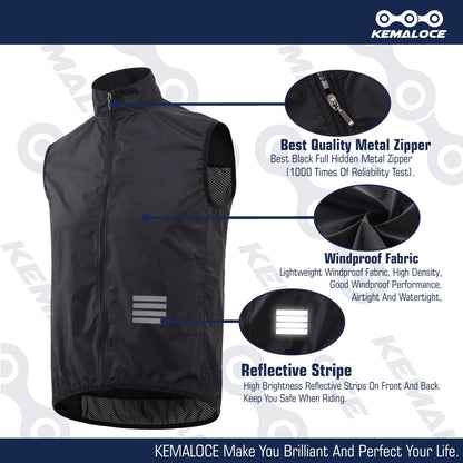 KEMALOCE Cycling Vest for Men - Lightweight Windproof MTB Sports Gear. BIKE FIELD
