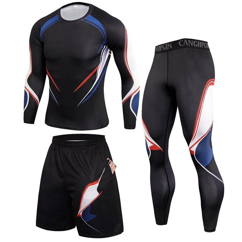 3 Pieces Men Compression Sets for cycling or Running Quick Dry BIKE FIELD