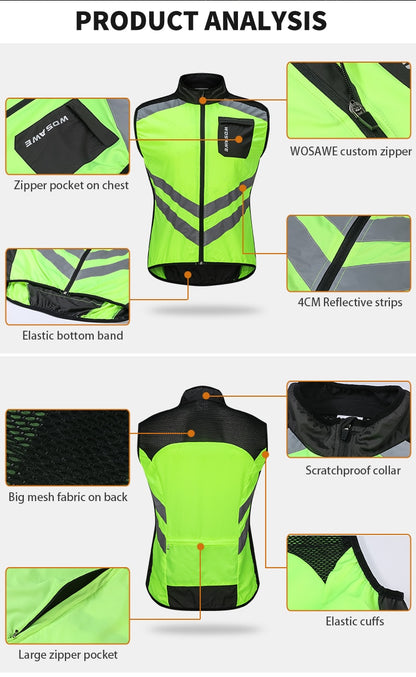 Reflective Cycling Vest: Sleeveless Sports Jersey BIKE FIELD