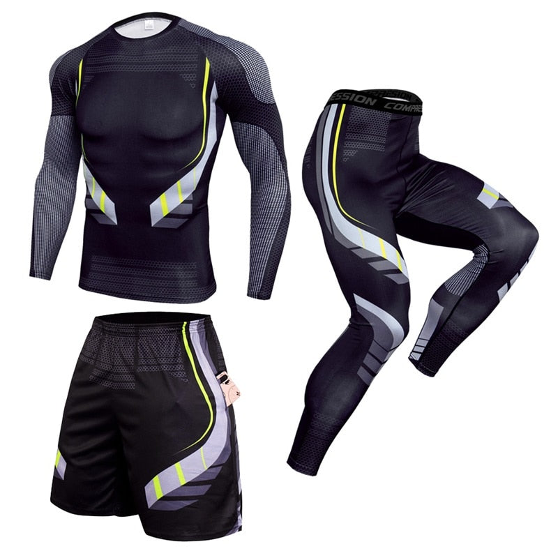 3 Pieces Men Compression Sets for cycling or Running Quick Dry BIKE FIELD