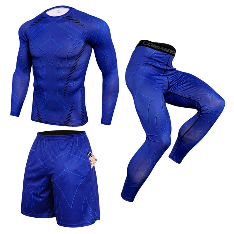 3 Pieces Men Compression Sets for cycling or Running Quick Dry BIKE FIELD