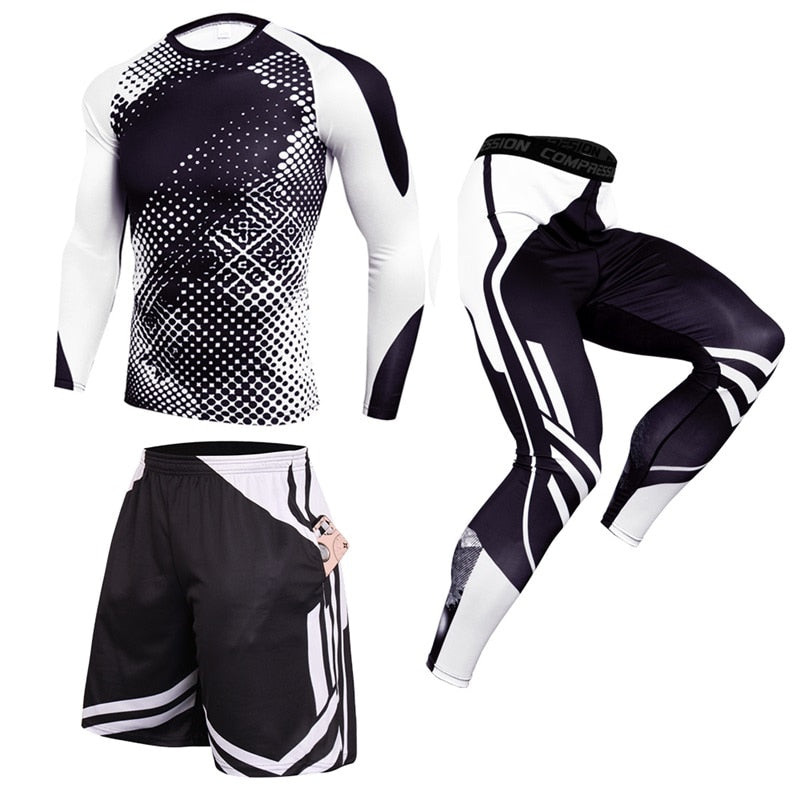 3 Pieces Men Compression Sets for cycling or Running Quick Dry BIKE FIELD