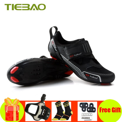 Triathlon Cycling Shoes: SPD-SL Pedals, Self-Locking Design for Breathable Road Riding BIKE FIELD