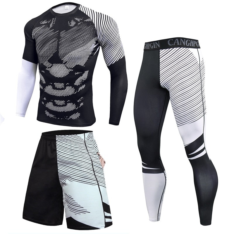 3 Pieces Men Compression Sets for cycling or Running Quick Dry BIKE FIELD