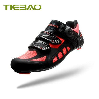 Tiebao Carbon Road Cycling Shoes Breathable Air Mesh Self-locking Bicycle Riding Road Shoes Superstar Sapatilha Ciclismo Sneaker BIKE FIELD