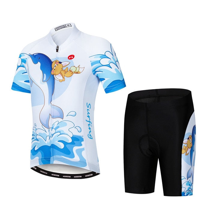 Kids' Cycling Jersey Shorts Set: MTB Mountain Road Wear BIKE FIELD