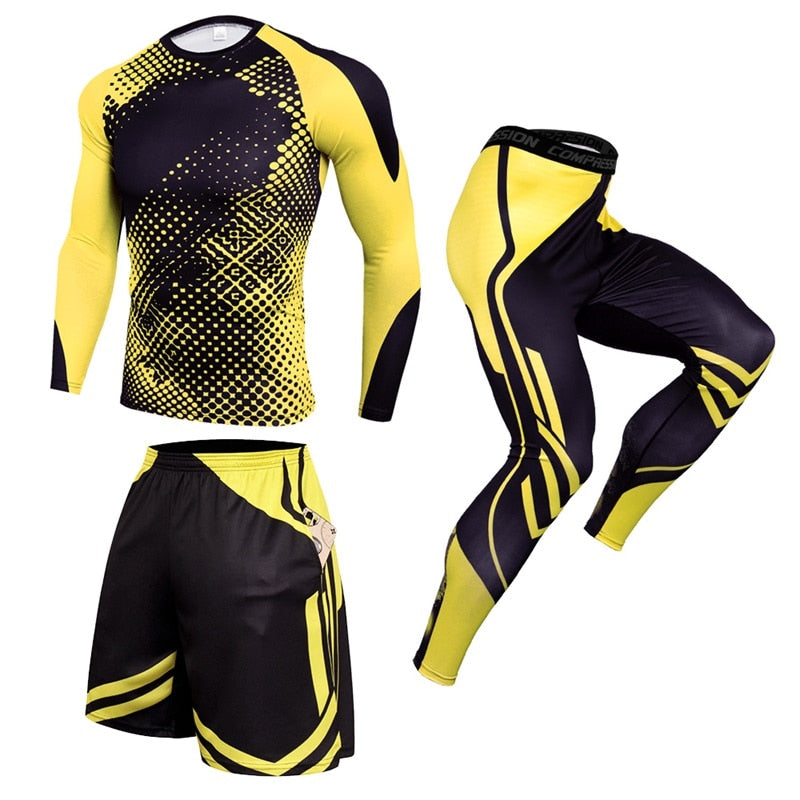 3 Pieces Men Compression Sets for cycling or Running Quick Dry BIKE FIELD