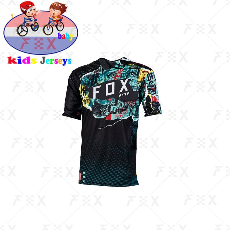 Kids Full-Sleeve Downhill Jersey: Fox MTB T-Shirt for Young Riders BIKE FIELD