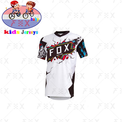 Kids Full-Sleeve Downhill Jersey: Fox MTB T-Shirt for Young Riders BIKE FIELD