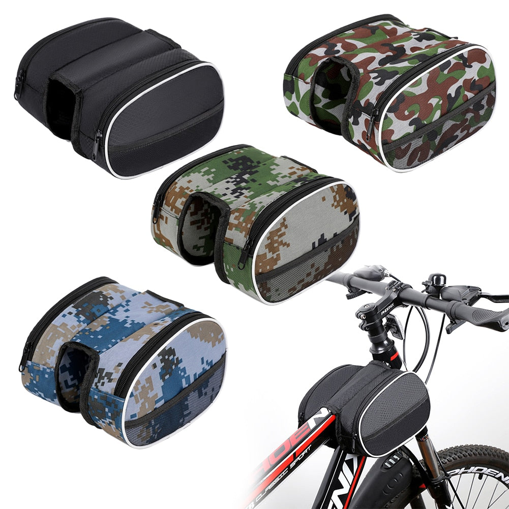 1pc Bicycle Front Beam Bag With Reflective Strip Four Pockets BIKE FIELD
