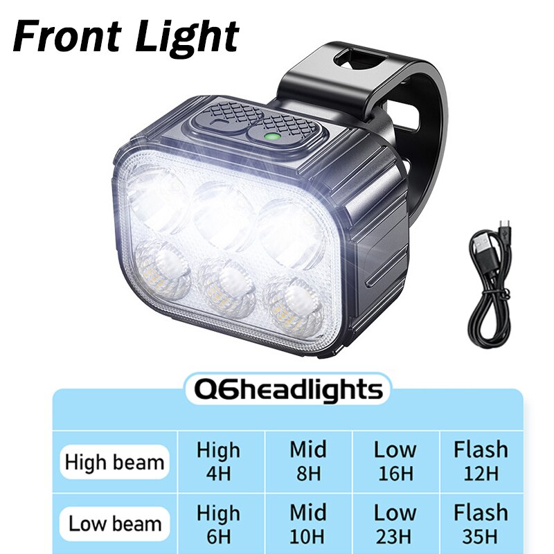 Bicycle Light Set - LED Front and Rear Lights, USB Rechargeable, Multiple Modes BIKE FIELD