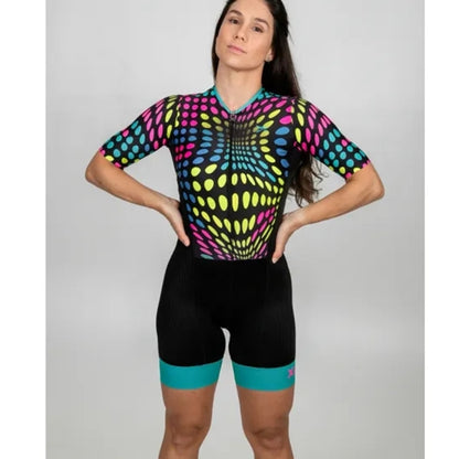 Summer Women's Short Sleeve Cycling Skinsuit: Pro Team Aero Jumpsuit BIKE FIELD