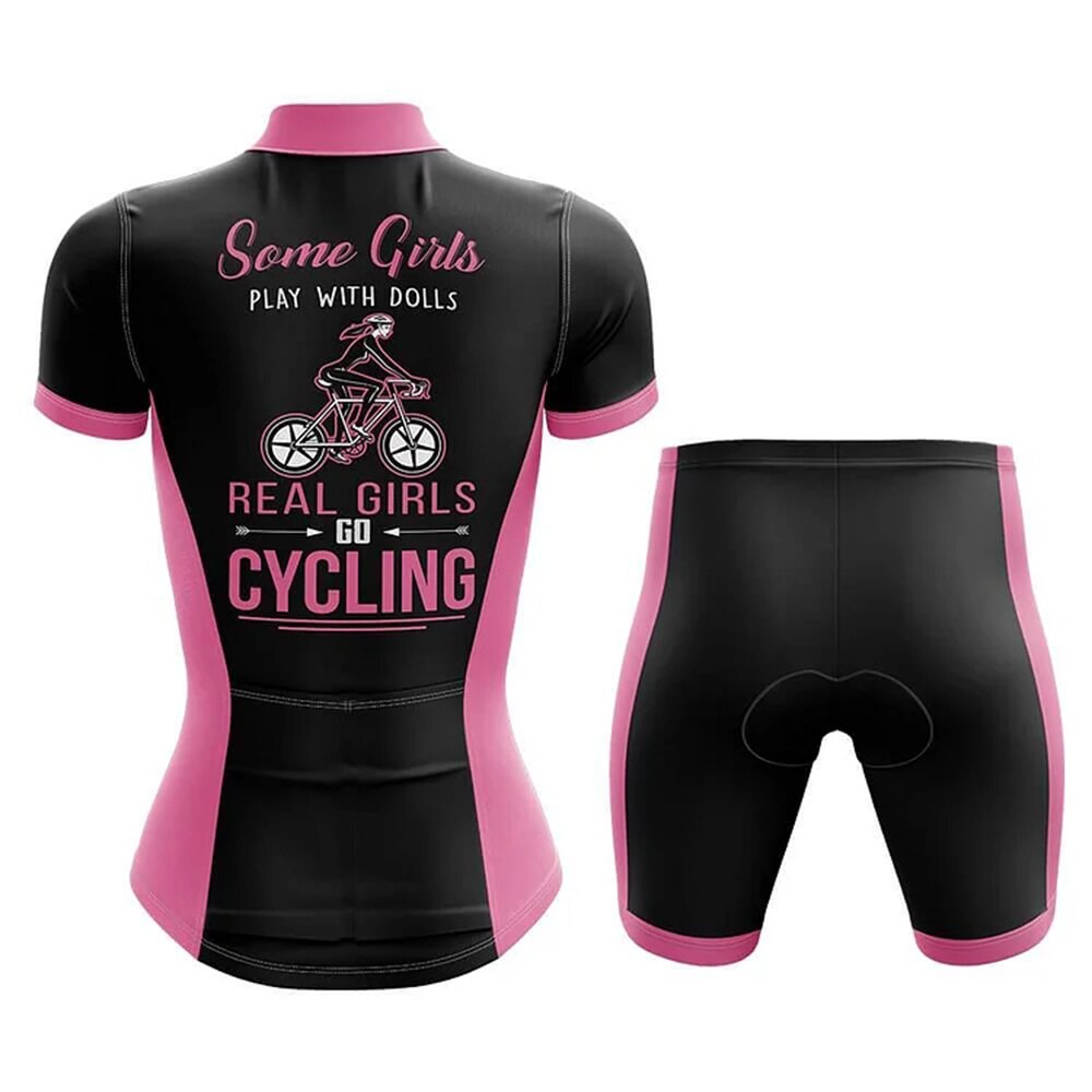 Real Girls Go Cycling Jersey Short Set: Gel Pad, Breathable MTB Road Bike Clothing Kit BIKE FIELD