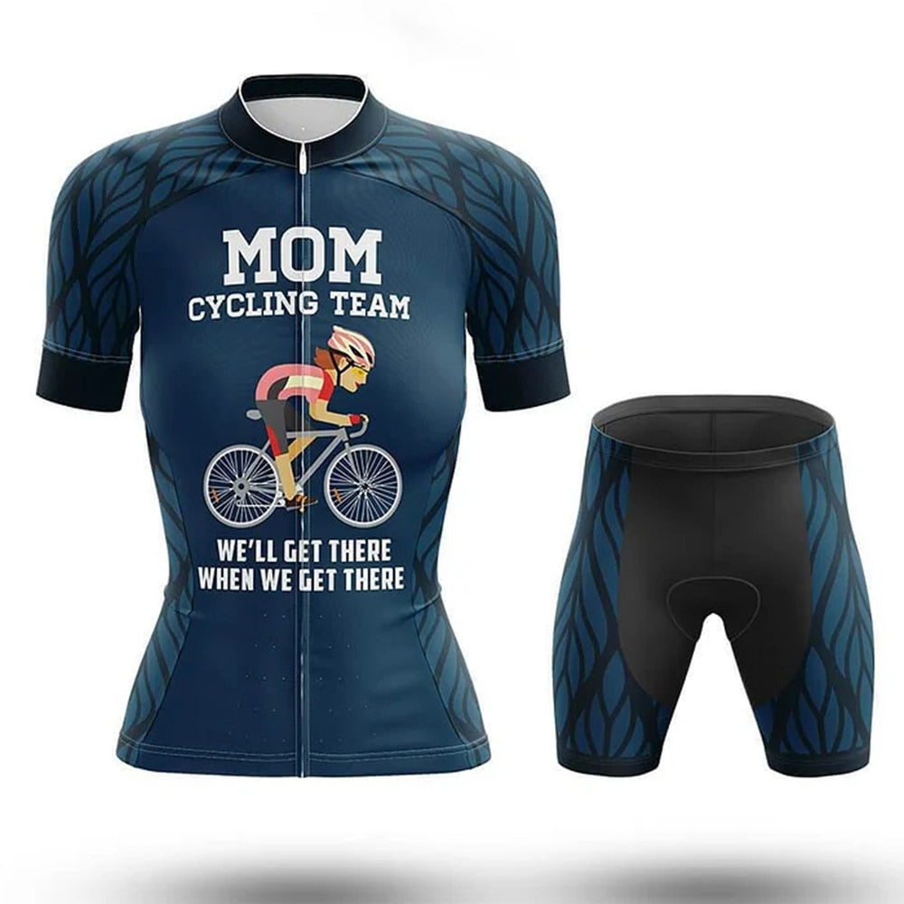 Mom Cycling Team Jersey Short Set: Gel Pad, Breathable MTB Road Bike Clothing Kit BIKE FIELD