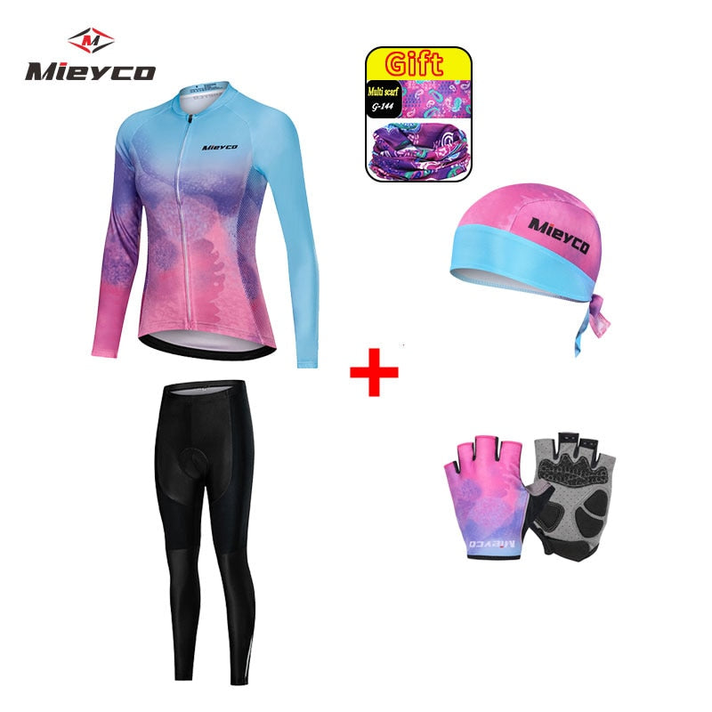 Pro Team Women's Long Sleeve Jersey Set BIKE FIELD