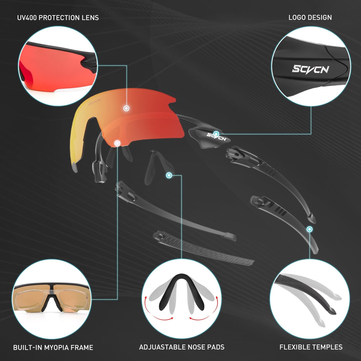 Red Photochromic Cycling Sunglasses BIKE FIELD