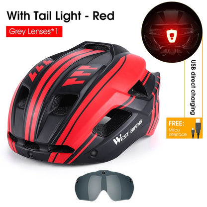 Bicycle Helmet MTB Road Cycling With Taillight Helmets Integrally-molded Safety BIKE FIELD