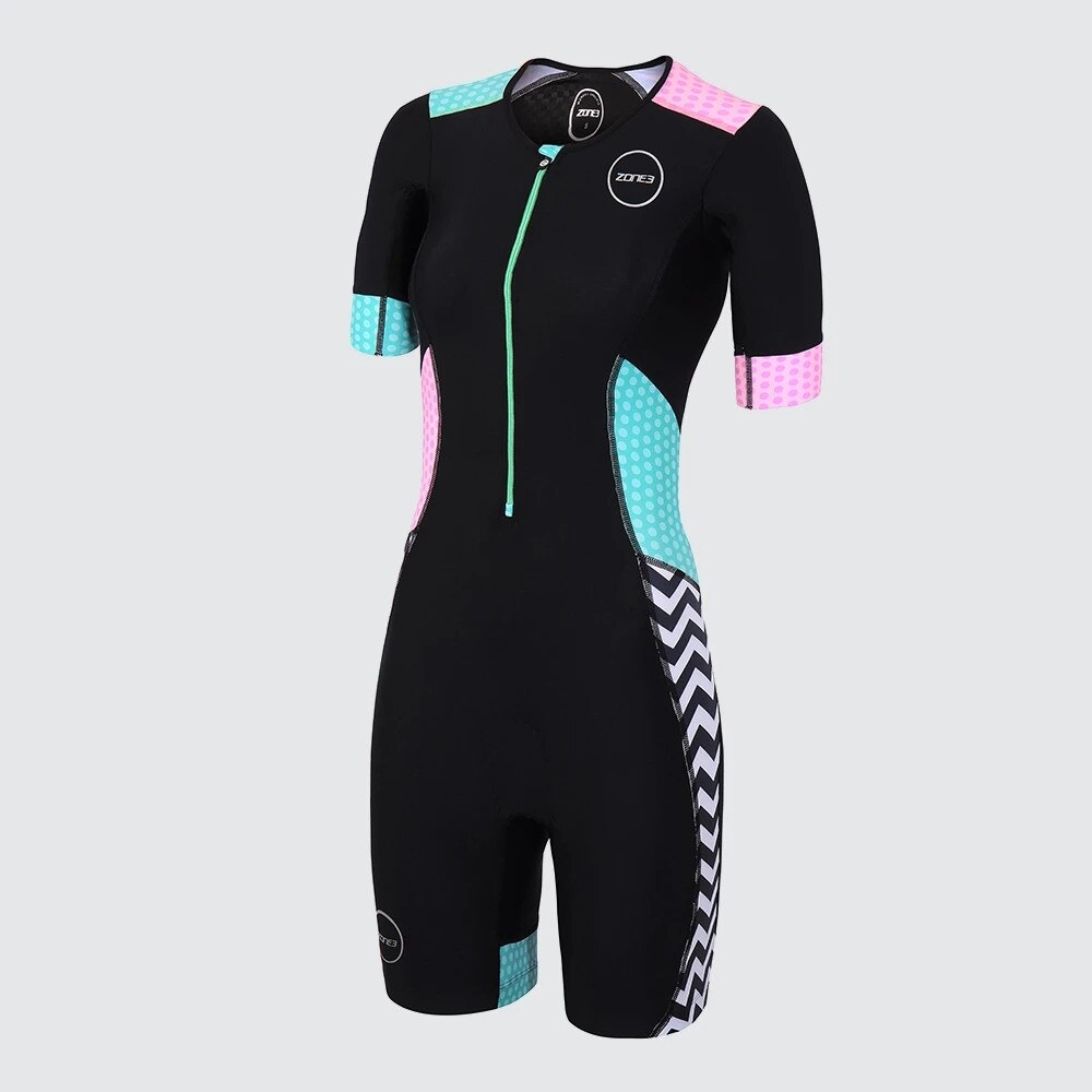 Triathlon Women's Short Sleeve Cycling Skinsuit: MTB Jumpsuit for Summer Runs, Roller Skating, and Biking BIKE FIELD