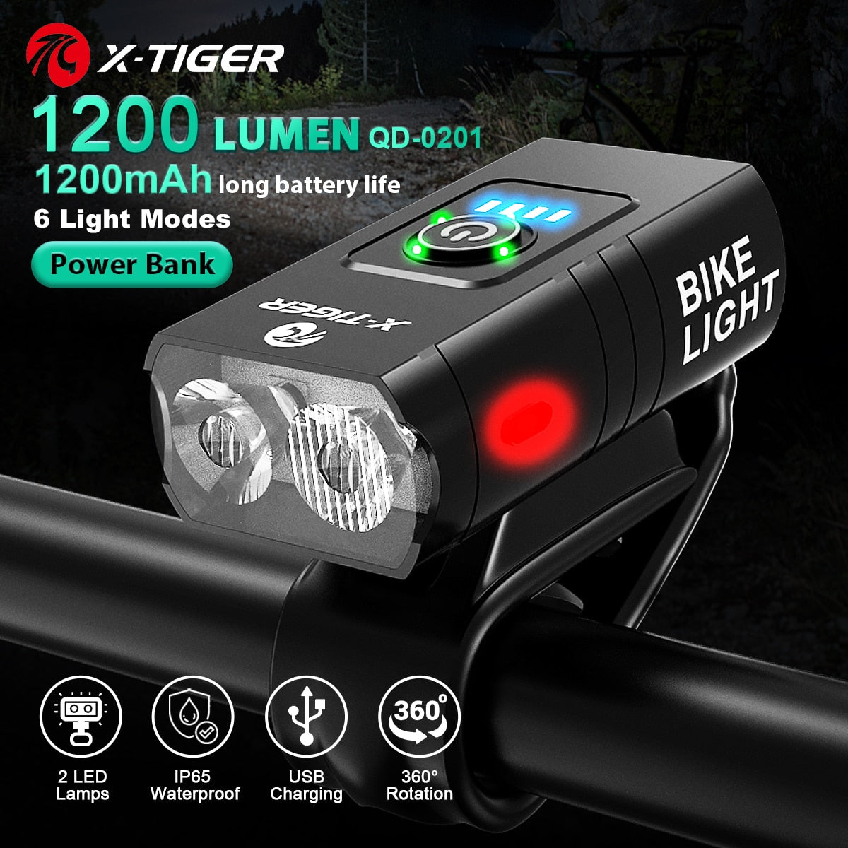 USB Charging Bike Light - Versatile LED Front Lampan BIKE FIELD