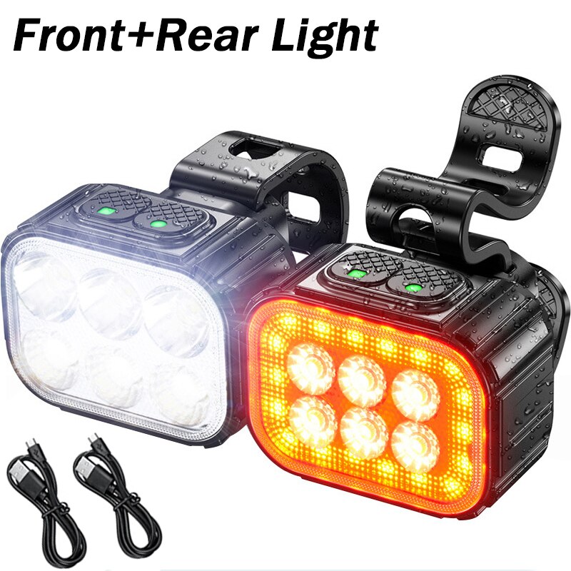 Bicycle Light Set - LED Front and Rear Lights, USB Rechargeable, Multiple Modes BIKE FIELD