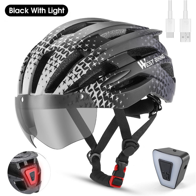 Bicycle Helmet MTB Road Cycling With Taillight Helmets Integrally-molded Safety BIKE FIELD