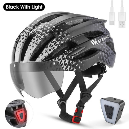 Bicycle Helmet MTB Road Cycling With Taillight Helmets Integrally-molded Safety BIKE FIELD