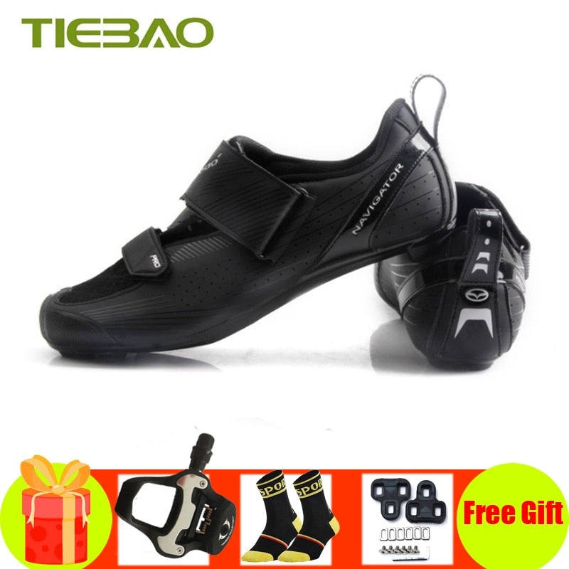 Triathlon Cycling Shoes: SPD-SL Pedals, Self-Locking Design for Breathable Road Riding BIKE FIELD