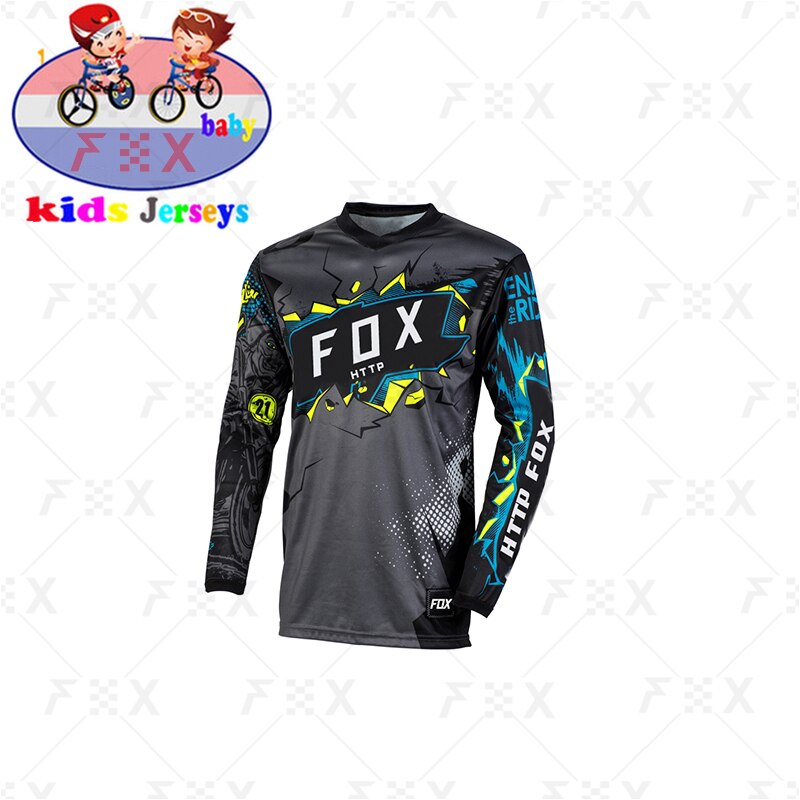 Kids Full-Sleeve Downhill Jersey: Fox MTB T-Shirt for Young Riders BIKE FIELD