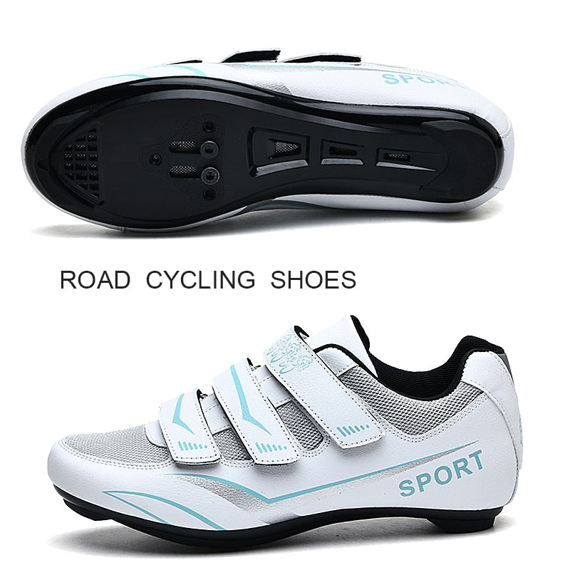 White MTB Triathlon Cycling Shoes for Men and Women: SPD Pedal Self-Locking Design BIKE FIELD