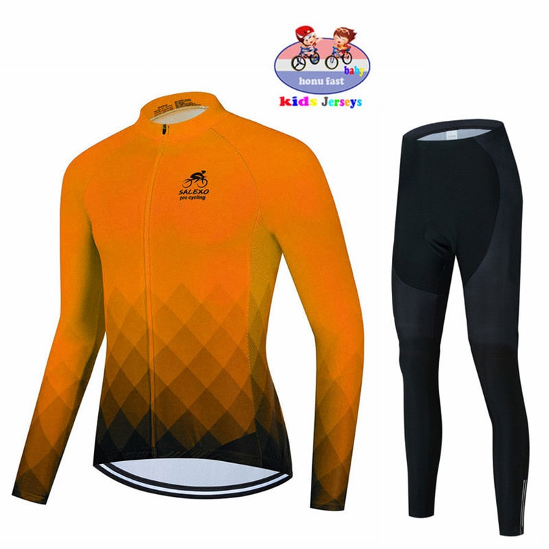 Boys' Long Sleeve Cycling Jersey Set for Spring and Autumn Adventures" BIKE FIELD