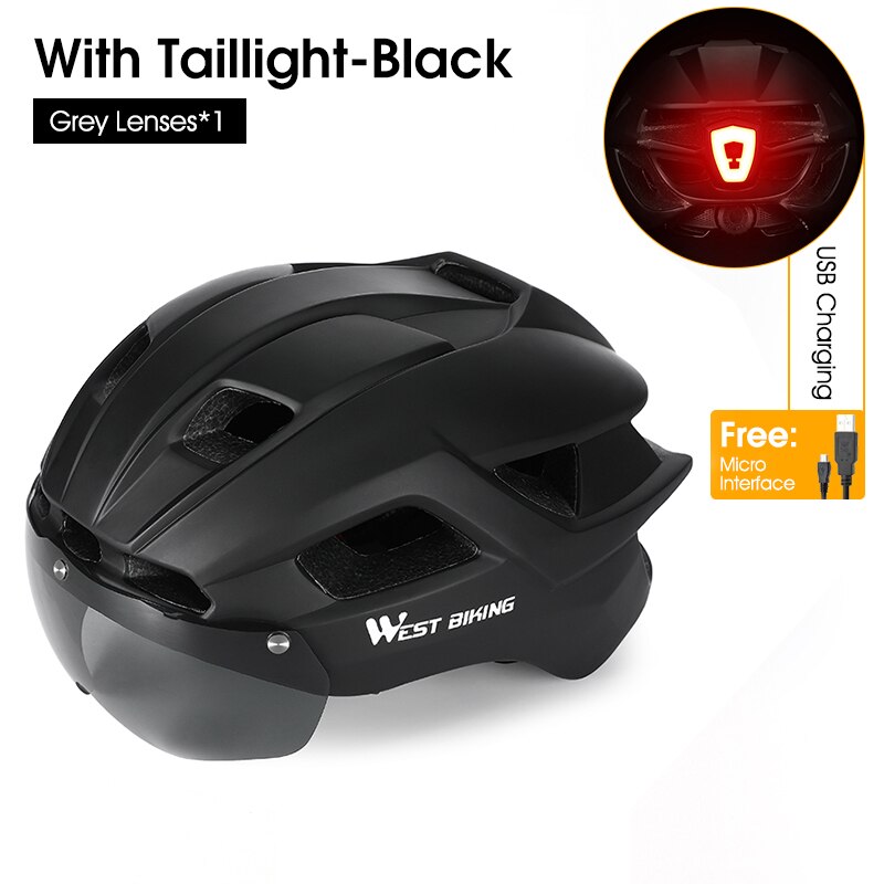 Bicycle Helmet MTB Road Cycling With Taillight Helmets Integrally-molded Safety BIKE FIELD