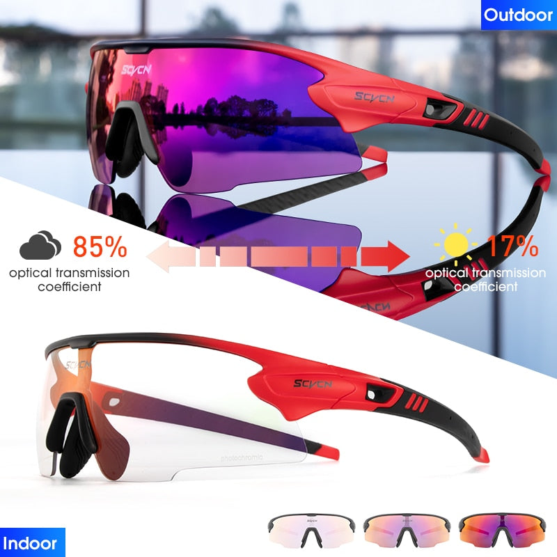 Red Photochromic Cycling Sunglasses BIKE FIELD