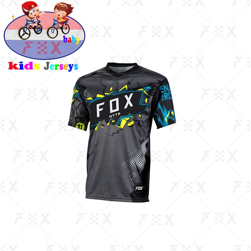 Kids Full-Sleeve Downhill Jersey: Fox MTB T-Shirt for Young Riders BIKE FIELD