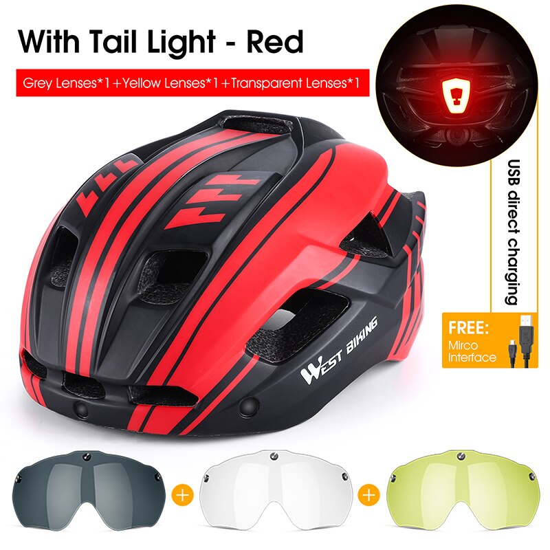 Bicycle Helmet MTB Road Cycling With Taillight Helmets Integrally-molded Safety BIKE FIELD