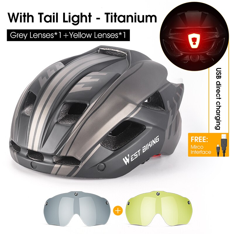 Bicycle Helmet MTB Road Cycling With Taillight Helmets Integrally-molded Safety BIKE FIELD