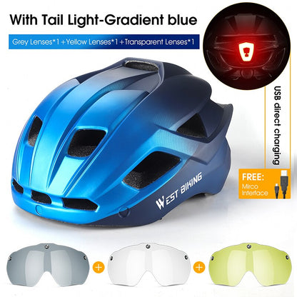 Bicycle Helmet MTB Road Cycling With Taillight Helmets Integrally-molded Safety BIKE FIELD