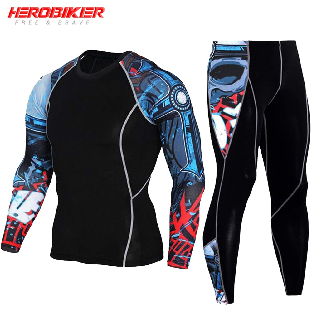 Men's Compression Sportswear Suits Gym Tights Training Clothes Workout Jogging Sports Set Running Rashguard Tracksuit For Men BIKE FIELD