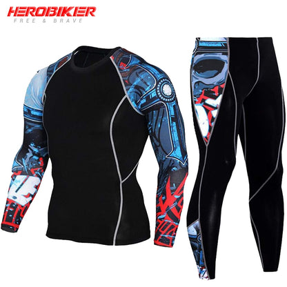 Men's Compression Sportswear Suits Gym Tights Training Clothes Workout Jogging Sports Set Running Rashguard Tracksuit For Men BIKE FIELD