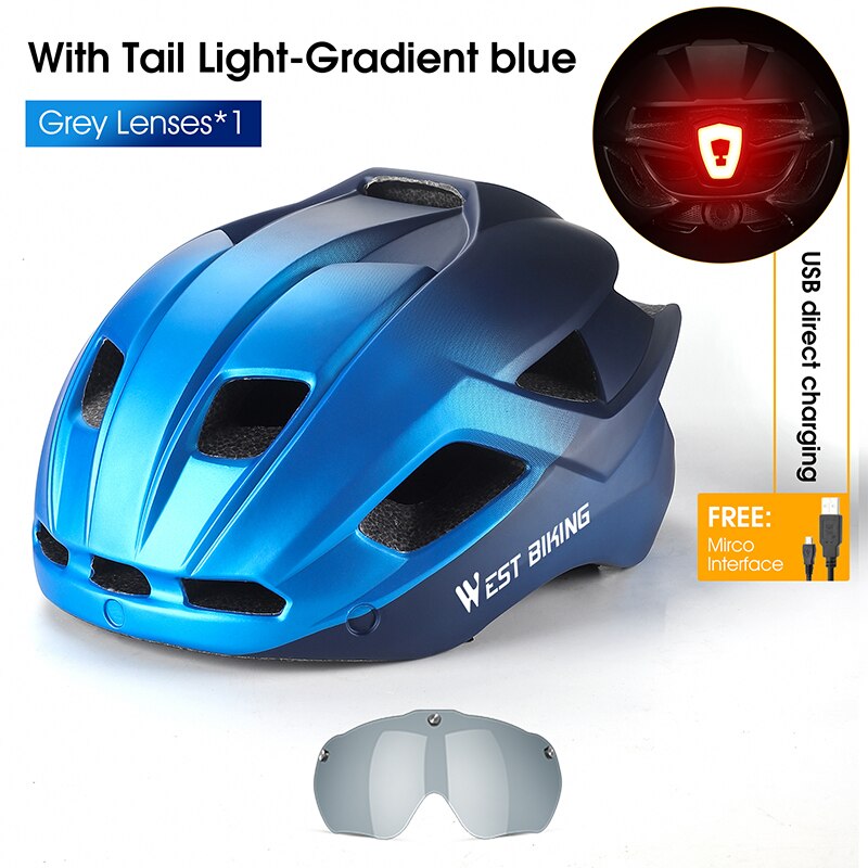 Bicycle Helmet MTB Road Cycling With Taillight Helmets Integrally-molded Safety BIKE FIELD