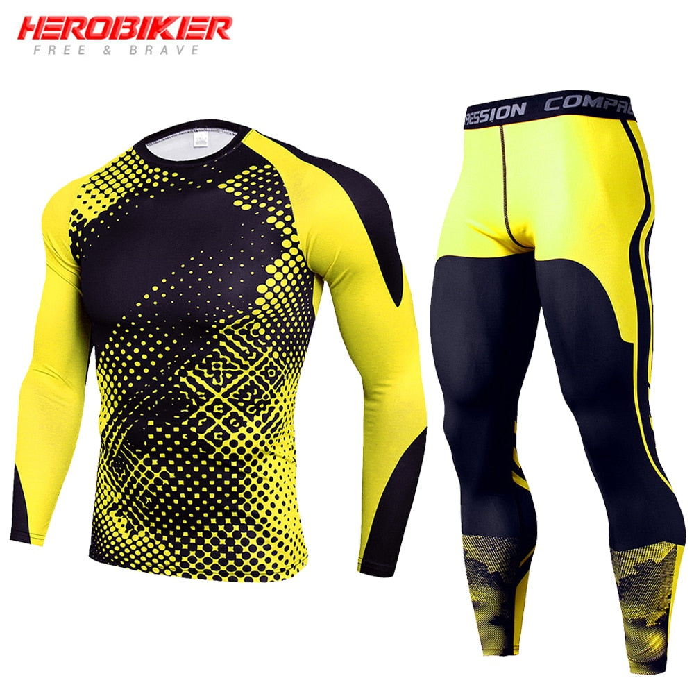 Men's Compression Sportswear Suits Gym Tights Training Clothes Workout Jogging Sports Set Running Rashguard Tracksuit For Men BIKE FIELD