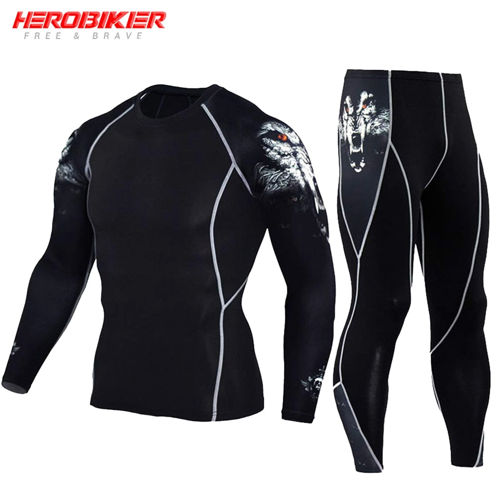 Men's Compression Sportswear Suits Gym Tights Training Clothes Workout Jogging Sports Set Running Rashguard Tracksuit For Men BIKE FIELD