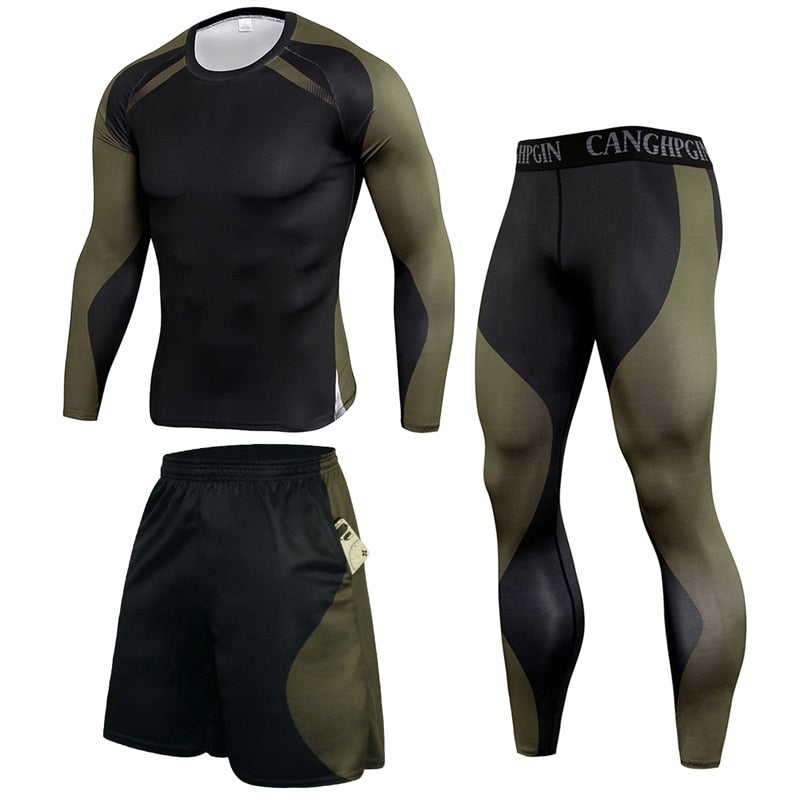 3 Pieces Men Compression Sets for cycling or Running Quick Dry BIKE FIELD