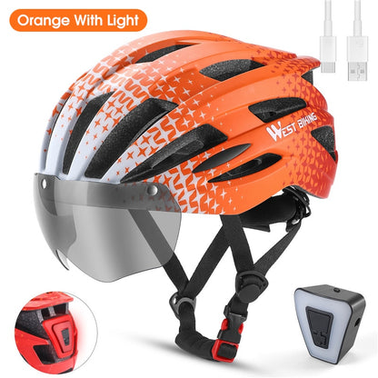 Bicycle Helmet MTB Road Cycling With Taillight Helmets Integrally-molded Safety BIKE FIELD
