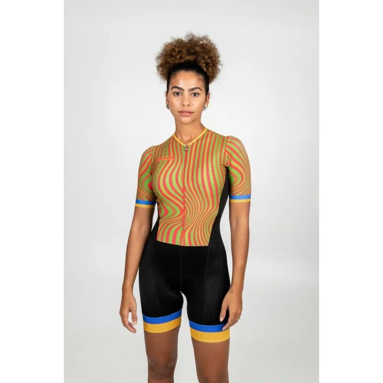 Summer Women's Short Sleeve Cycling Skinsuit: Pro Team Aero Jumpsuit BIKE FIELD