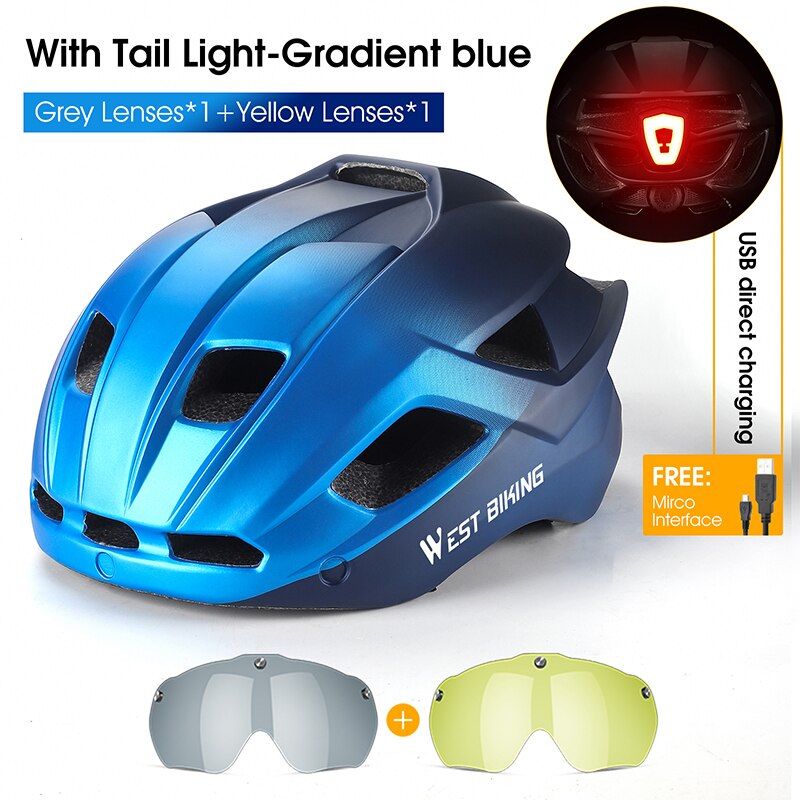 Bicycle Helmet MTB Road Cycling With Taillight Helmets Integrally-molded Safety BIKE FIELD