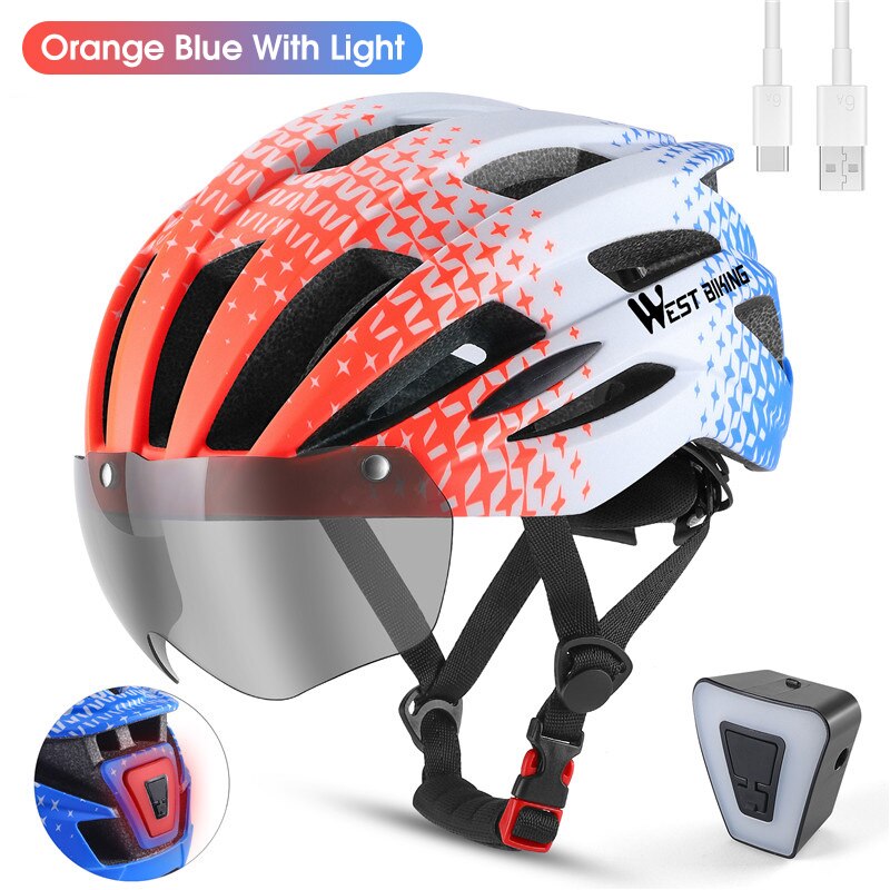 Bicycle Helmet MTB Road Cycling With Taillight Helmets Integrally-molded Safety BIKE FIELD