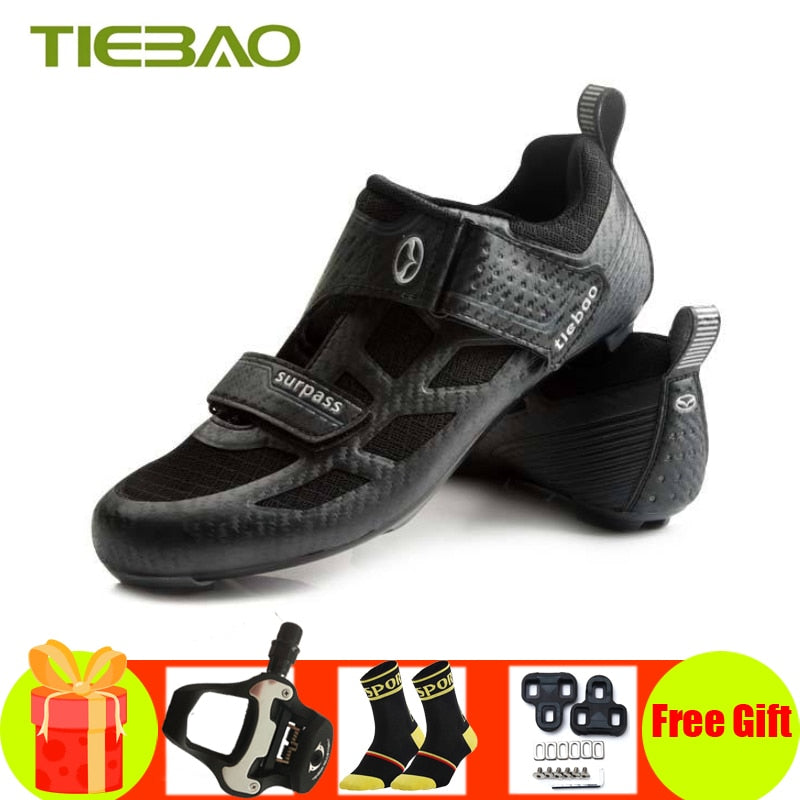 Triathlon Cycling Shoes: SPD-SL Pedals, Self-Locking Design for Breathable Road Riding BIKE FIELD