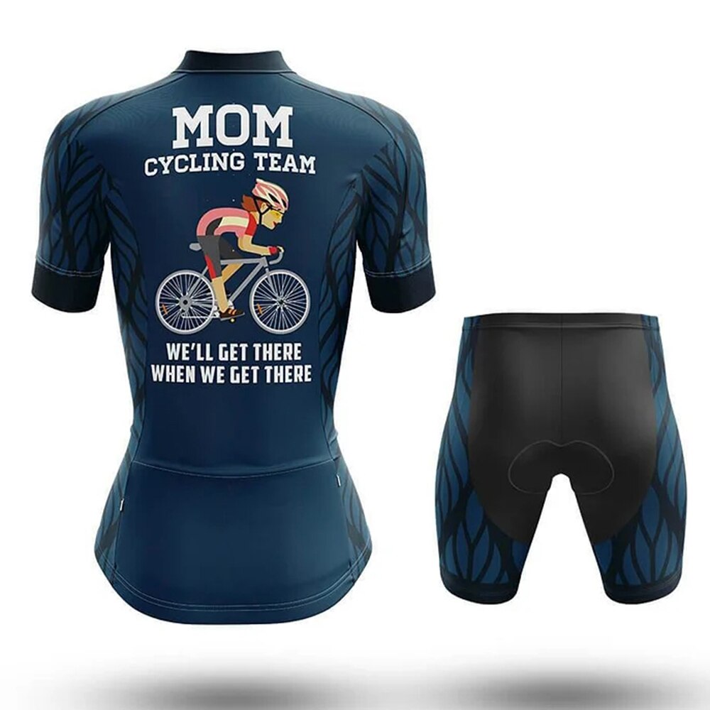 Mom Cycling Team Jersey Short Set: Gel Pad, Breathable MTB Road Bike Clothing Kit BIKE FIELD