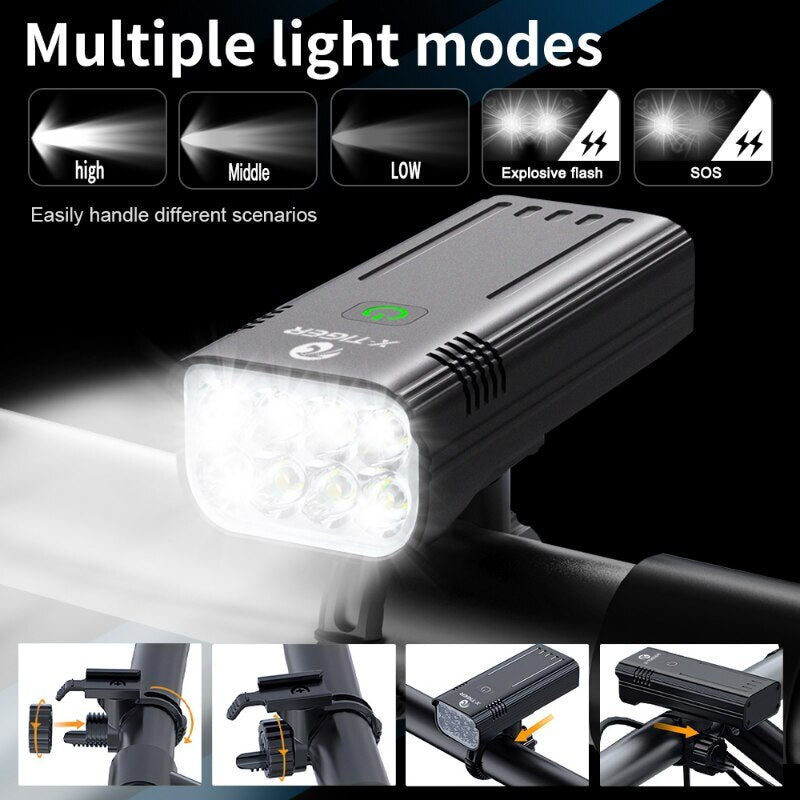 Bike Light Set Powerful USB Rechargeable Bright 10000mAh BIKE FIELD