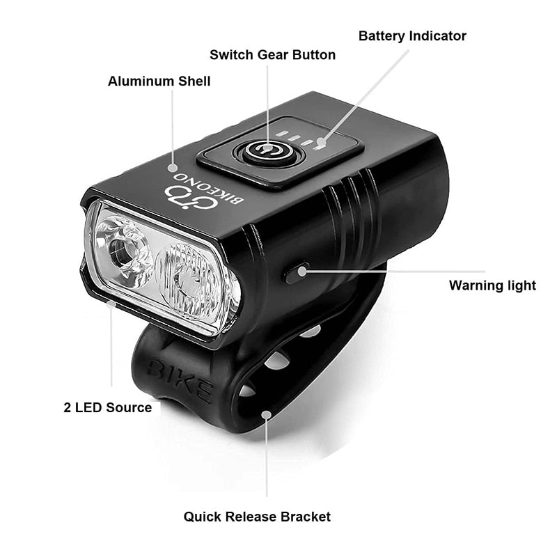 Bicycle Light T6 LED Front USB Rechargeable - 1000LM Bike Headlight BIKE FIELD